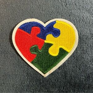 Autism Awareness Puzzle Heart Patch Embroidered Iron On Colorful